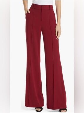 Alice + Olivia Dylan Wide Leg Pants Red High Rise Tailored Size 4